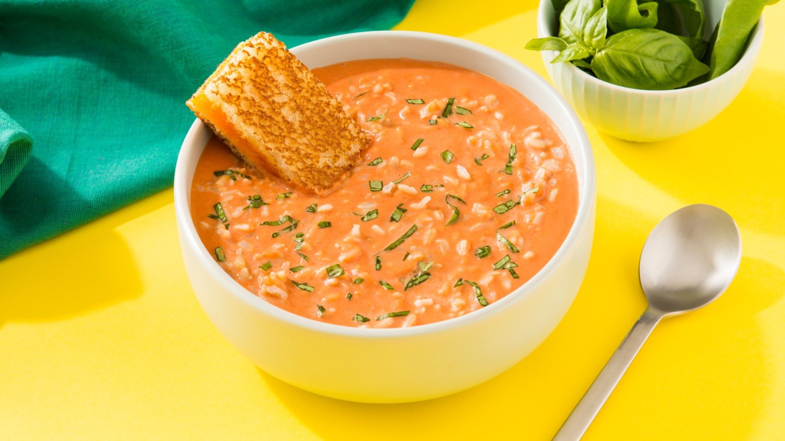 Basil, Brown Rice and Tomato Soup