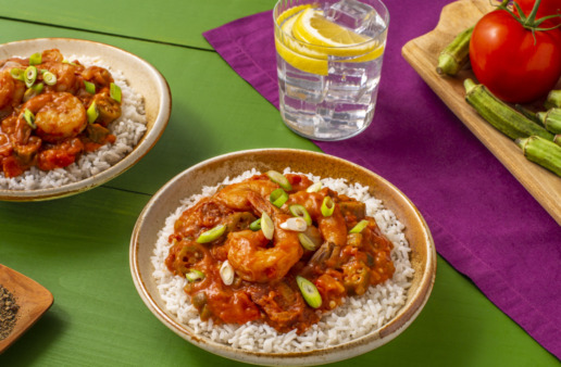 Louisiana-Gumbo-with-Shrimp-sausages-and-white-rice