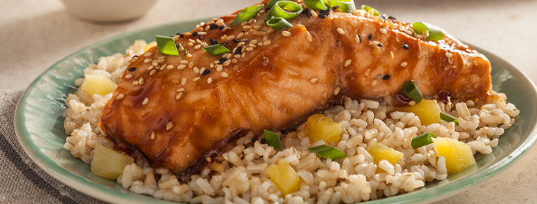 Soy Glazed Salmon with Pineapple Rice