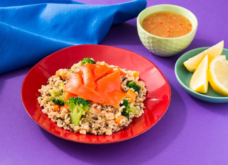 Quick Brown and Wild Rice with Smoked Salmon