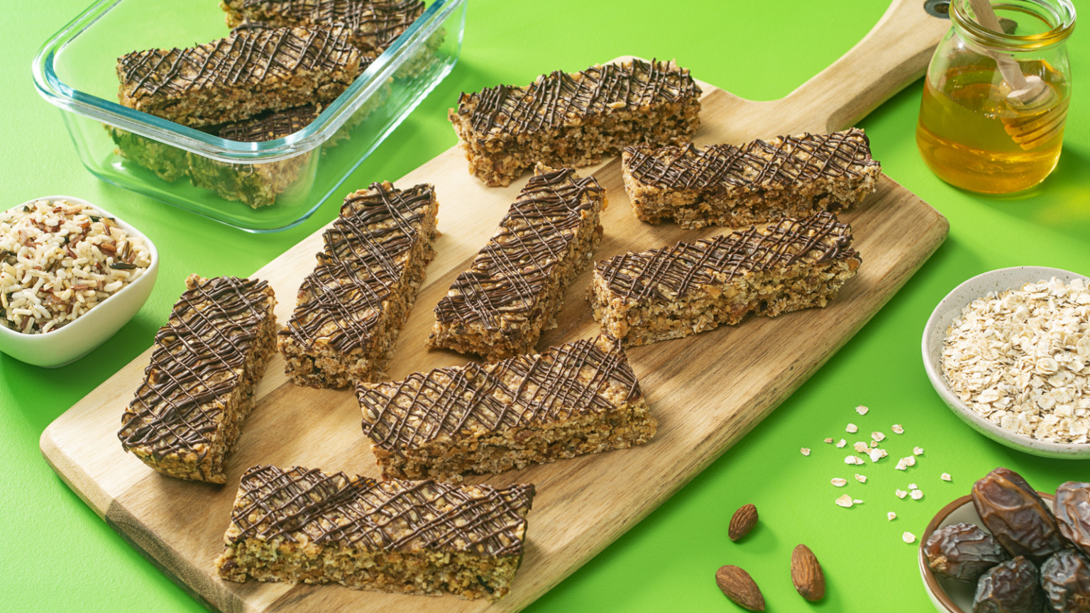 Rice and Quinoa Chocolate Peanut Butter Granola Bars