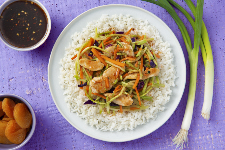 Sweet and Spicy Apricot Chicken With Jasmine Rice