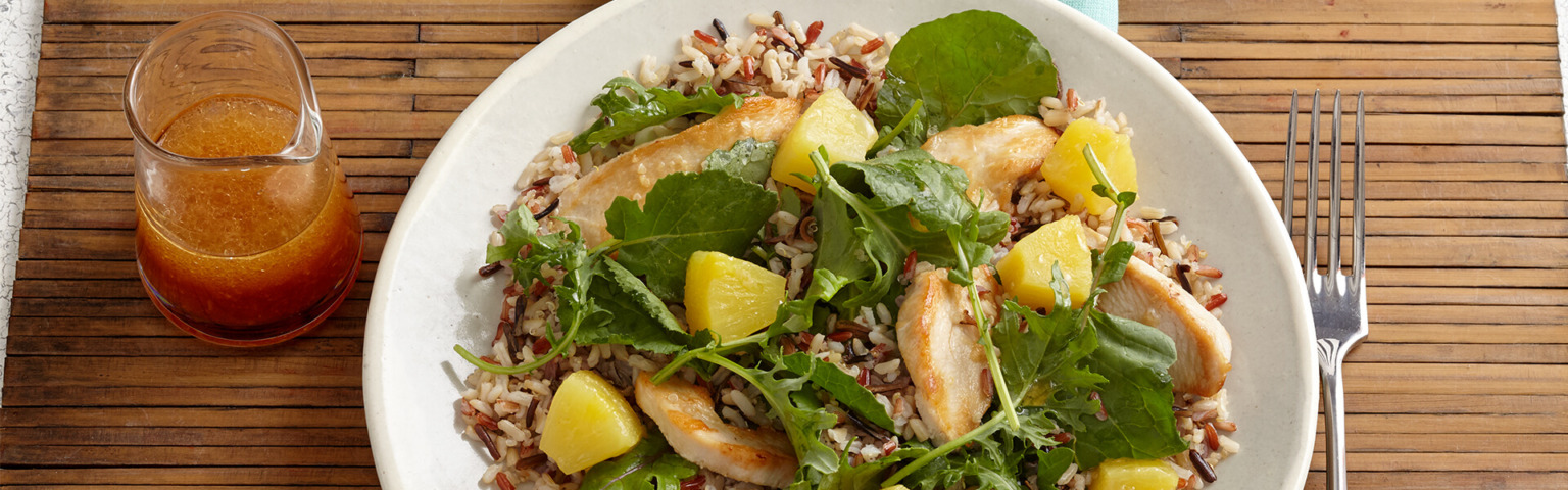 Baby Kale, Pineapple and Chicken Salad with Ponzu Vinaigrette