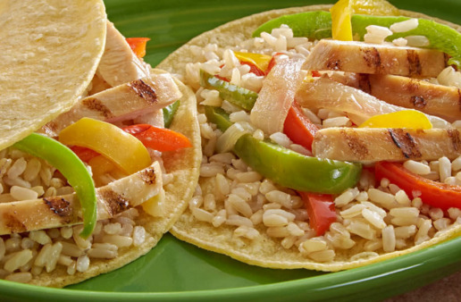 Fajitas with Rice and vegetables