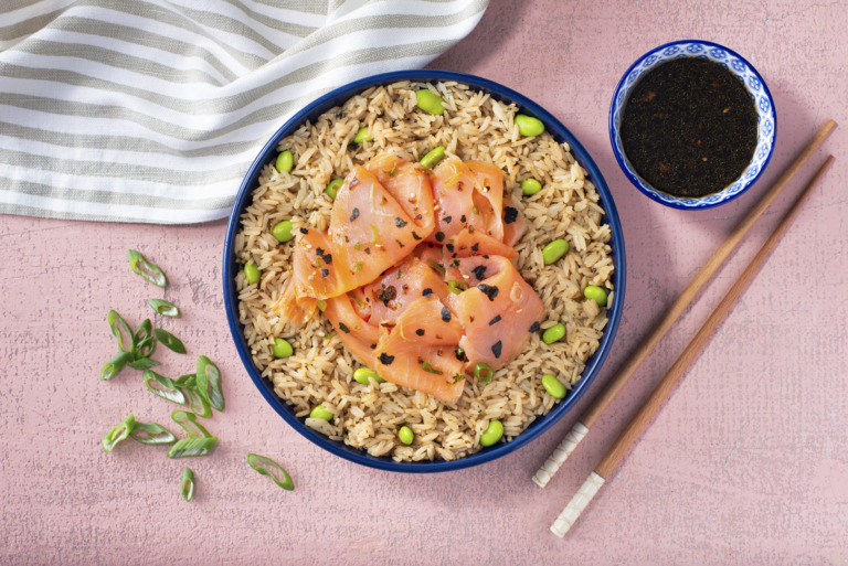 Smoked Salmon Poke Bowl with Jasmine Rice