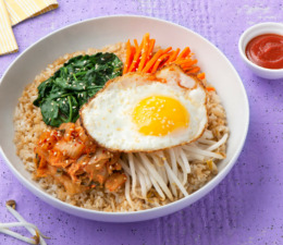 Quick Korean Bibimbap with rice