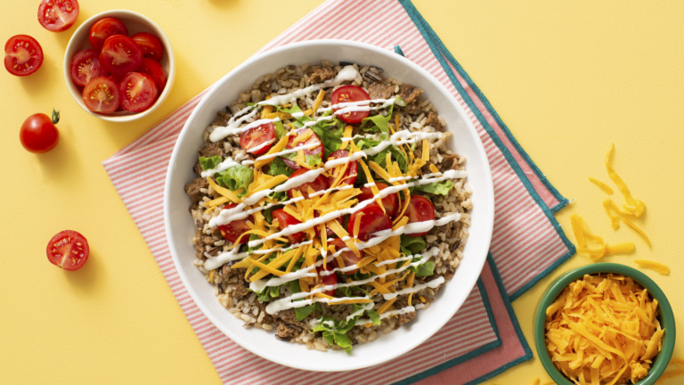 Brown & Wild Rice Bowl with Veggie Burger