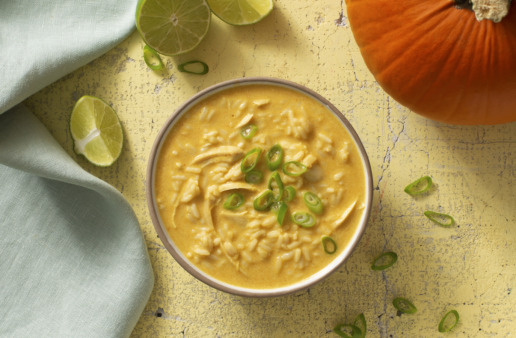 Pumpkin Curry Turkey Soup with Rice and pumpkin pie spice