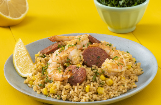 Cajun-style-boil-rice-with-shrimp-and-smoked-sausage