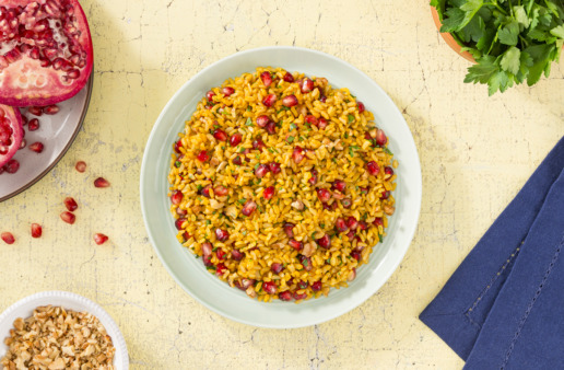 Persian rice with brown rice and pomegranite