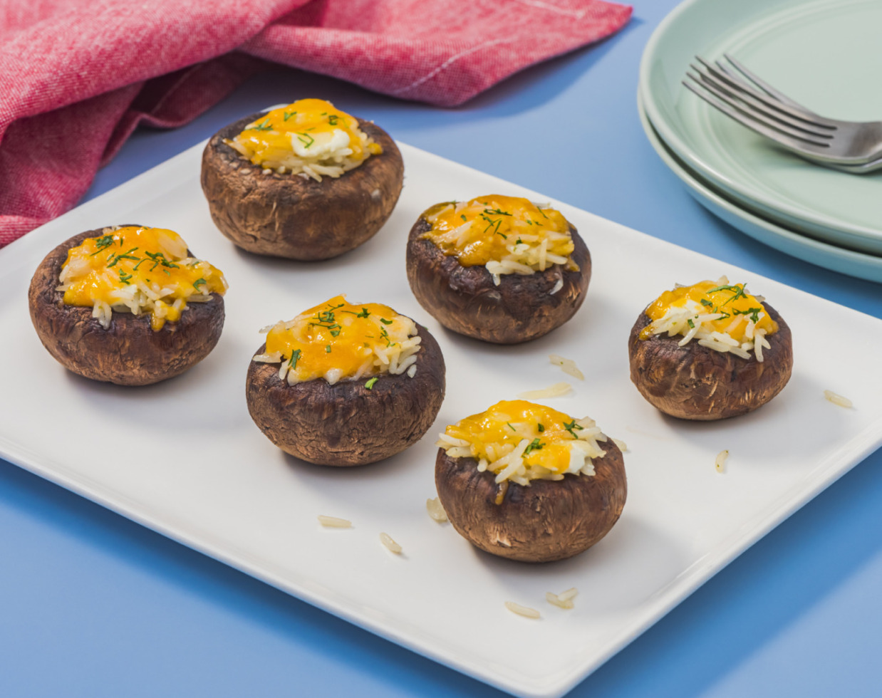 Cheesy Rice-Stuffed Mushrooms