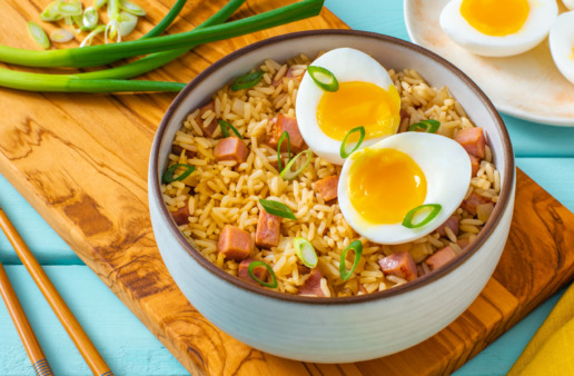 shoyu-fried-rice-with-soft-boiled-egg-and-ham