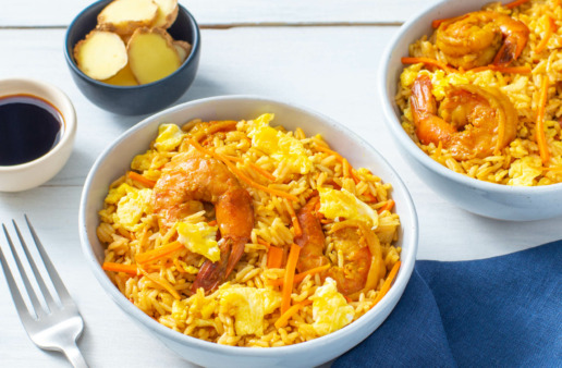 singapore-fried-rice-with-ginger-shrimp-and-jasmine-rice
