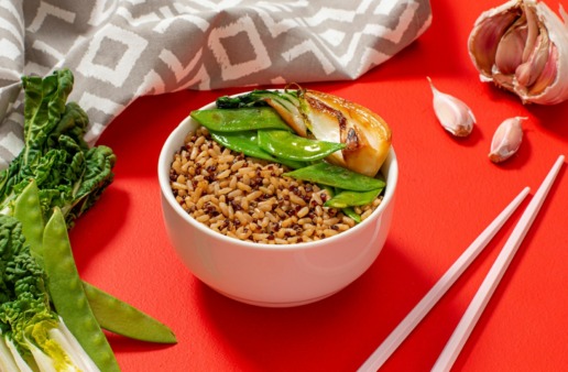 Quinoa and brown rice with stirfried vegetables