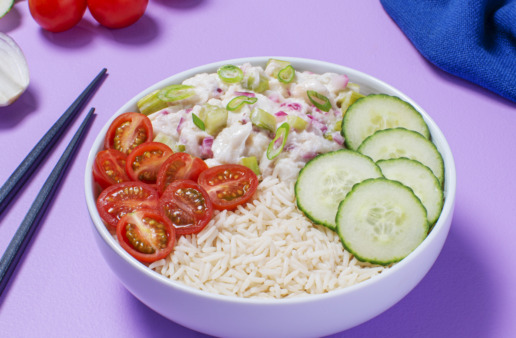 Summer crab roll rice bowl with basmati