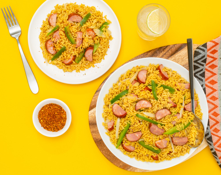 Sausage, Peppers and Onions with Rice