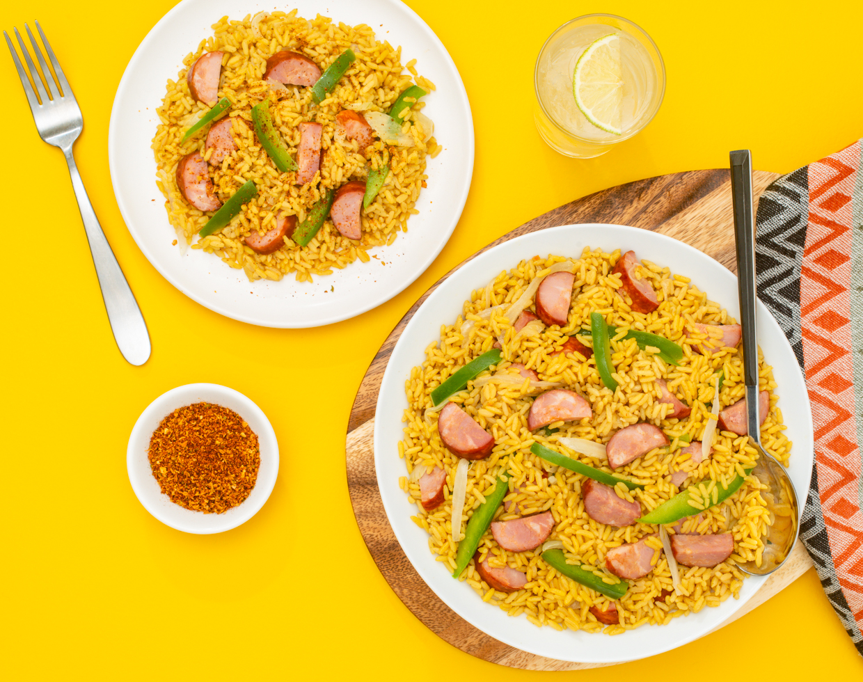 Sausage, Peppers and Onions with Rice