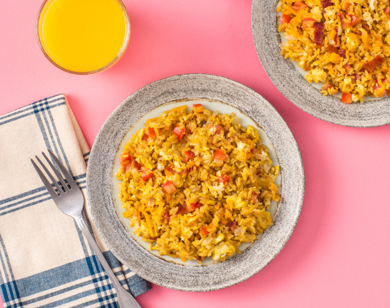 Tomato, Bacon, Onion and Cheddar Scramble