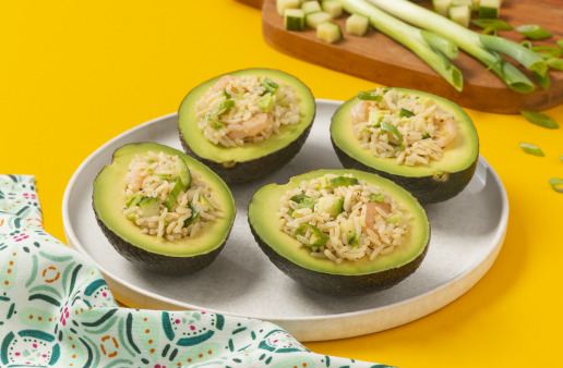 shrimp and rice stuffed avocados