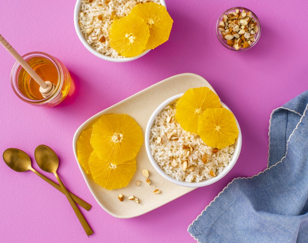 almond vanilla rice w oranges