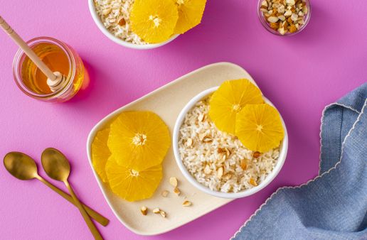 almond vanilla rice w oranges