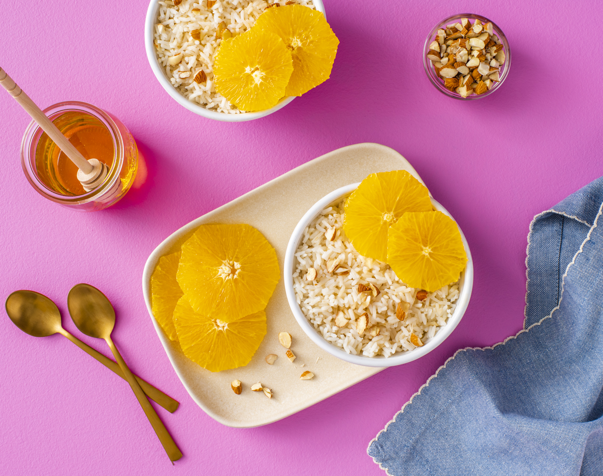 Almond Vanilla Rice with Oranges